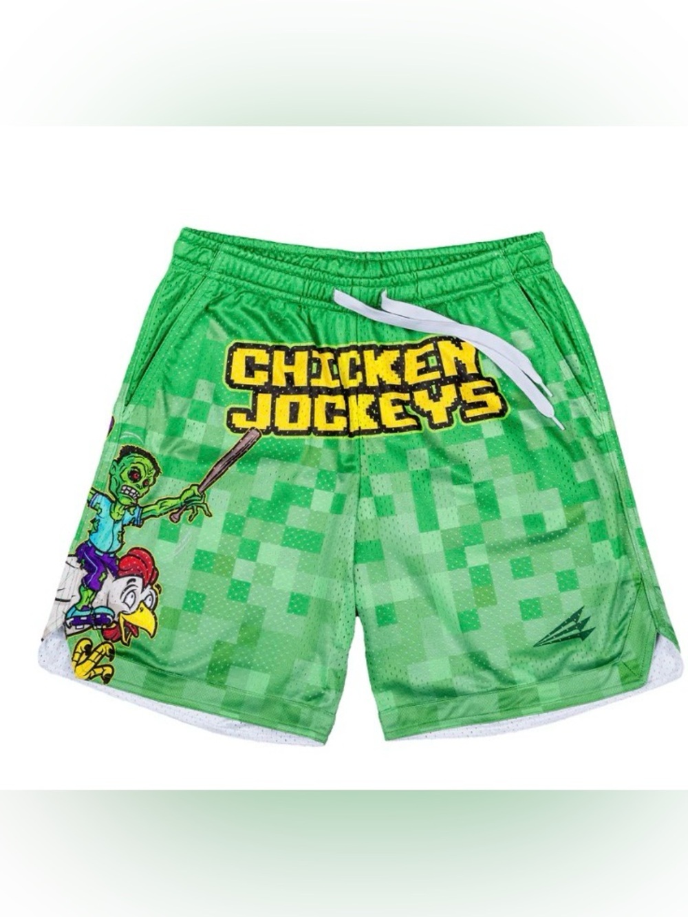 Chicken Jockeys Lifestyle Baseball Mesh Shorts Boys youth M NWOT green Minecraft